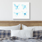 Blauwe Waterverf Butterflies Canvas Afdruk (Insitu (Slaapkamer))