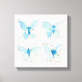 Blauwe Waterverf Butterflies Canvas Afdruk (Voorkant)