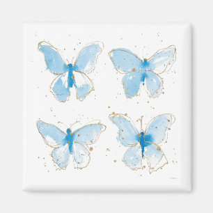 Blauwe Waterverf Butterflies Magneet