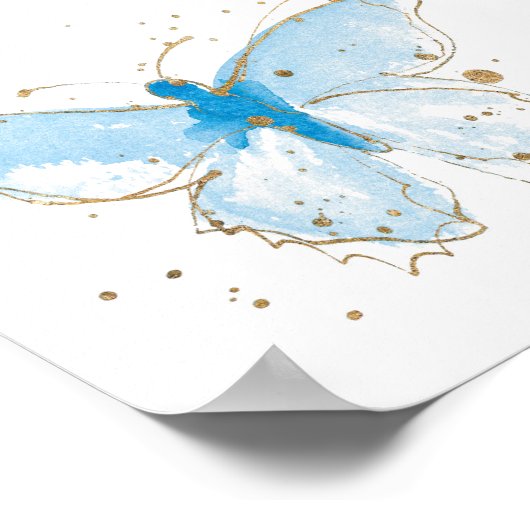 Blauwe Waterverf Butterflies Poster (Hoek)