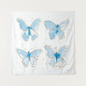 Blauwe Waterverf Butterflies Wandkleed (Voorkant (horizontaal))