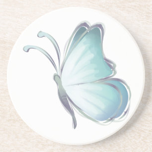 Blauwe Waterverf Butterflies Zandsteen Onderzetter