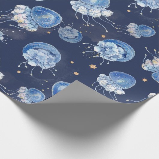 Blauwe Waterverf Cadeaupapier (Hoek)