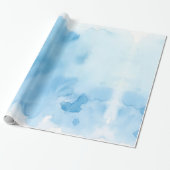 Blauwe Waterverf Cadeaupapier (Uitgerold)