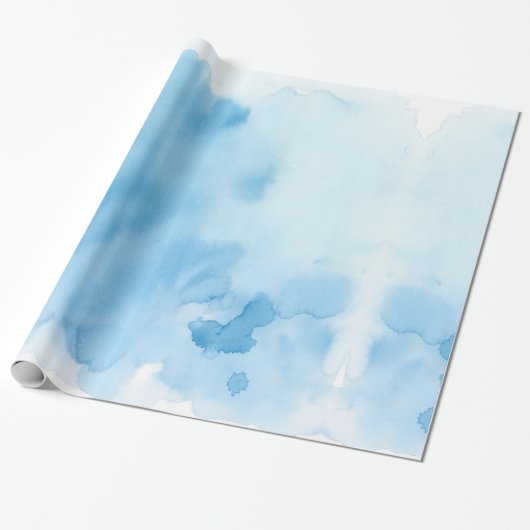 Blauwe Waterverf Cadeaupapier (Uitgerold)
