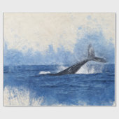 Blauwe Waterverf Cadeaupapier (Vlak)