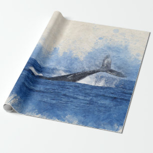 Blauwe Waterverf Cadeaupapier