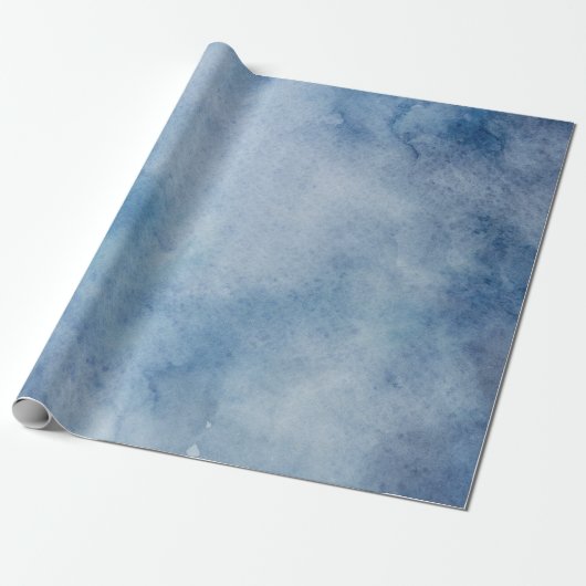 Blauwe Waterverf Cadeaupapier (Uitgerold)