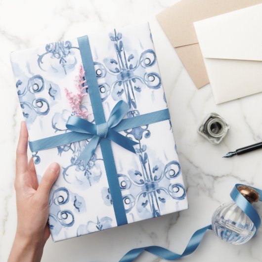 Blauwe Waterverf Cadeaupapier (Geschenken)