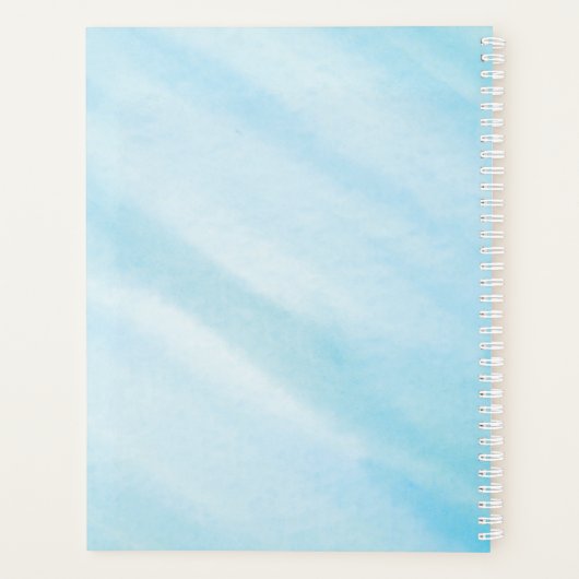 Blauwe Waterverf Calendar-laptop Planner (Achterkant)