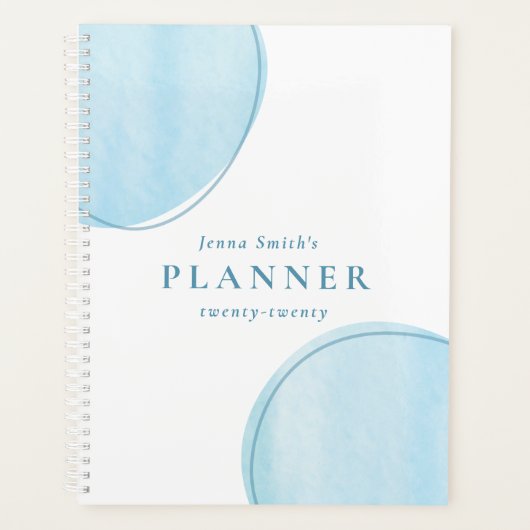 Blauwe Waterverf Calendar-laptop Planner (Voorkant)