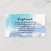 Blauwe Waterverf camera fotografie Visitekaartje (Achterkant)