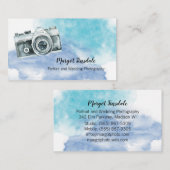 Blauwe Waterverf camera fotografie Visitekaartje (Voorkant / Achterkant)