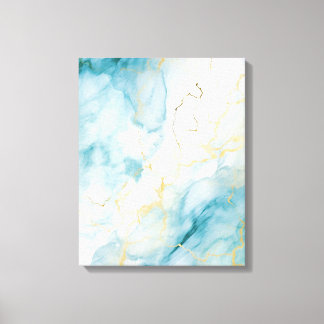 Blauwe waterverf canvas afdruk