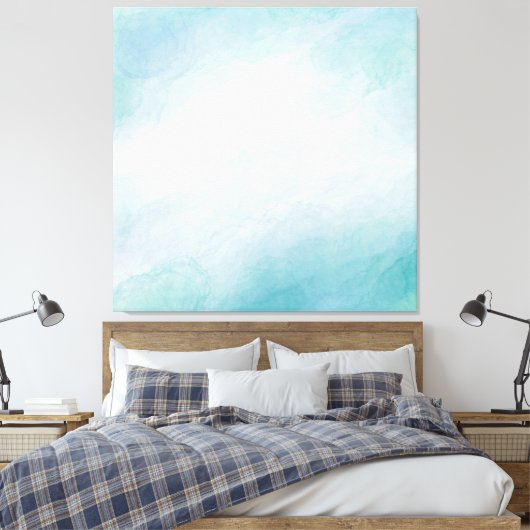 Blauwe waterverf canvas afdruk (Insitu (Slaapkamer))