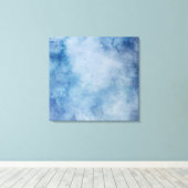 Blauwe Waterverf Canvas Afdruk (Insitu (Houten vloer))