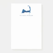 Blauwe Waterverf Cape Cod Kaart Persoonlijk Monogr Post-it® Notes (Voorkant)