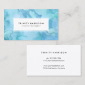 Blauwe Waterverf | Chic Modern Visitekaartje (Voorkant / Achterkant)