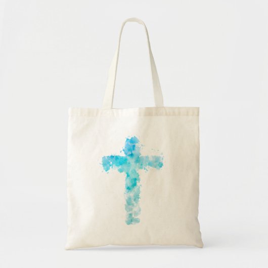 Blauwe Waterverf Christelijk kruis doop Tote Bag (Voorkant)