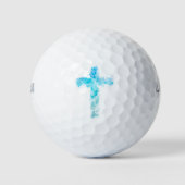 Blauwe Waterverf Christelijk kruis Golfballen (Voorkant)