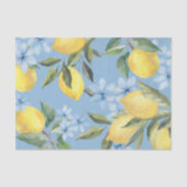 Blauwe Waterverf citroen en bloemenpapier Tissuepapier (Voorkant)