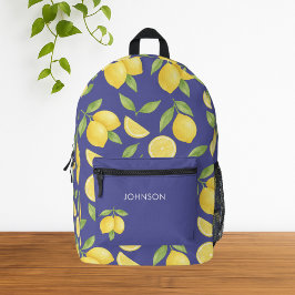 Blauwe Waterverf citroenpatroon Bedrukte Rugzak