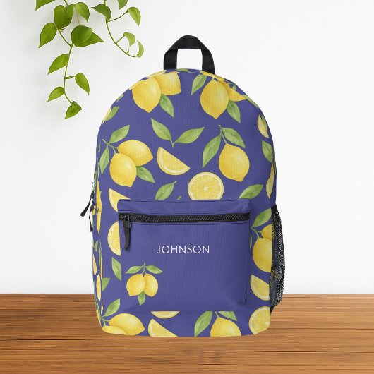 Blauwe Waterverf citroenpatroon Bedrukte Rugzak