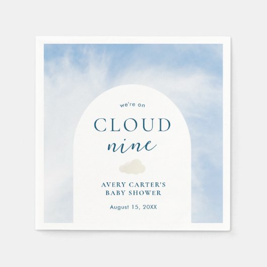 Blauwe Waterverf Cloud 9 Baby shower Servet (Voorkant)