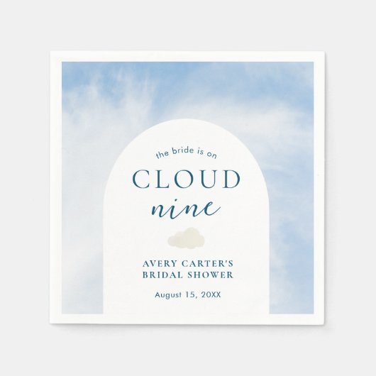 Blauwe Waterverf Cloud 9 Vrijgezellenfeest Servet (Voorkant)