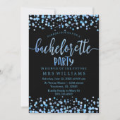 Blauwe Waterverf Confetti Stippen Bachelorette Par Kaart (Voorkant)