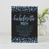 Blauwe Waterverf Confetti Stippen Bachelorette Par Kaart (Staand voorkant)