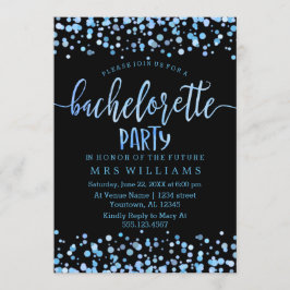 Blauwe Waterverf Confetti Stippen Bachelorette Par Kaart