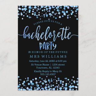 Blauwe Waterverf Confetti Stippen Bachelorette Par Kaart