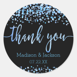 Blauwe Waterverf Confetti Stippen bruiloft gunst Ronde Sticker