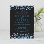 Blauwe Waterverf Confetti Stippen bruiloft uitnodi Kaart (Staand voorkant)