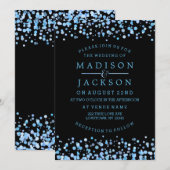Blauwe Waterverf Confetti Stippen bruiloft uitnodi Kaart (Voorkant / Achterkant)