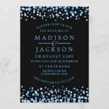 Blauwe Waterverf Confetti Stippen bruiloft uitnodi