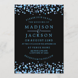 Blauwe Waterverf Confetti Stippen bruiloft uitnodi Kaart