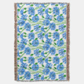 Blauwe waterverf cornbloemen, wilde bloemen op wit deken (Voorkant Verticaal)