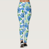 Blauwe waterverf cornbloemen, wilde bloemen op wit leggings (Achterkant)