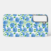 Blauwe waterverf cornbloemen, wilde bloemen op wit samsung galaxy hoesje (Achterkant horizontaal)