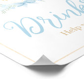 Blauwe Waterverf Crest Baby shower Drinken Poster (Hoek)