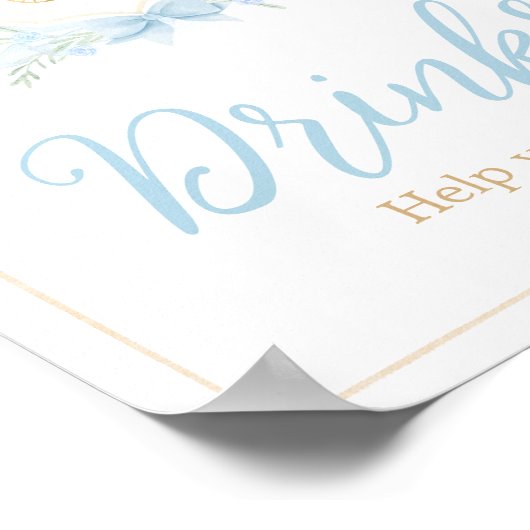 Blauwe Waterverf Crest Baby shower Drinken Poster (Hoek)