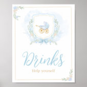 Blauwe Waterverf Crest Baby shower Drinken Poster (Voorkant)