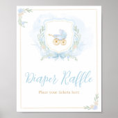 Blauwe Waterverf Crest Baby shower Luier Raffle Poster (Voorkant)
