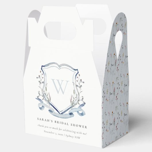 Blauwe Waterverf  Crest Vrijgezellenfeest Bedankdoosjes (Geopend)