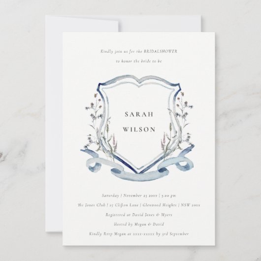 Blauwe Waterverf  Crest Vrijgezellenfeest Kaart (Voorkant)