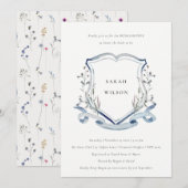 Blauwe Waterverf  Crest Vrijgezellenfeest Kaart (Voorkant / Achterkant)