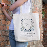 Blauwe Waterverf  Crest Vrijgezellenfeest Tote Bag<br><div class="desc">Pastel Wildflower waterverf Collectie - het is een elegante waterverf illustratie van blauwe aqua waterverf gevoelige natuurbloemen met een moderne minimale aanraking. Ideaal voor je moderne bloemetjesbruiloft en feestjes. Het is zeer gemakkelijk om, met uw persoonlijke details aan te passen. Als u een ander bijpassend product of aanpassing nodig hebt,...</div>