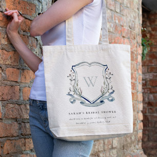 Blauwe Waterverf  Crest Vrijgezellenfeest Tote Bag